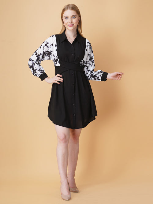 Crisscross Belt Shirt Dress