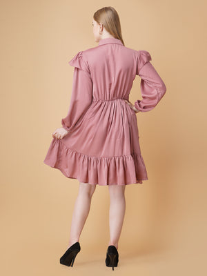 Gathered Satin Shirt Dress