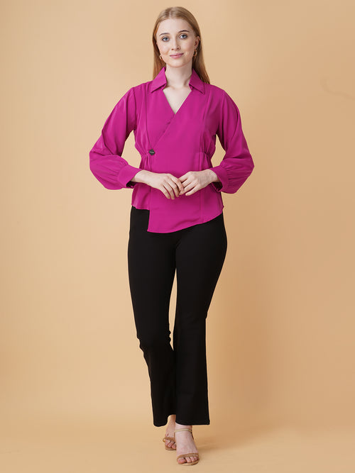 Overlap Pullover Blouse