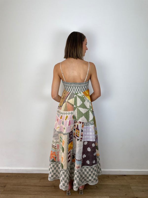 Poly Cotton Blend Backless Printed Swing Strap Dress