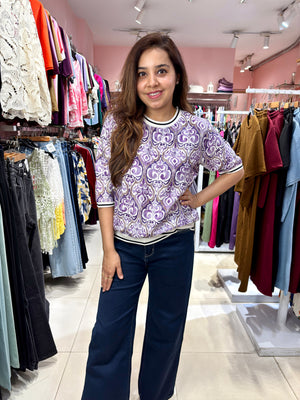 Linen Printed Top Linen Silk