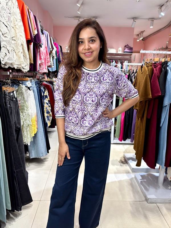 Linen Printed Top Linen Silk