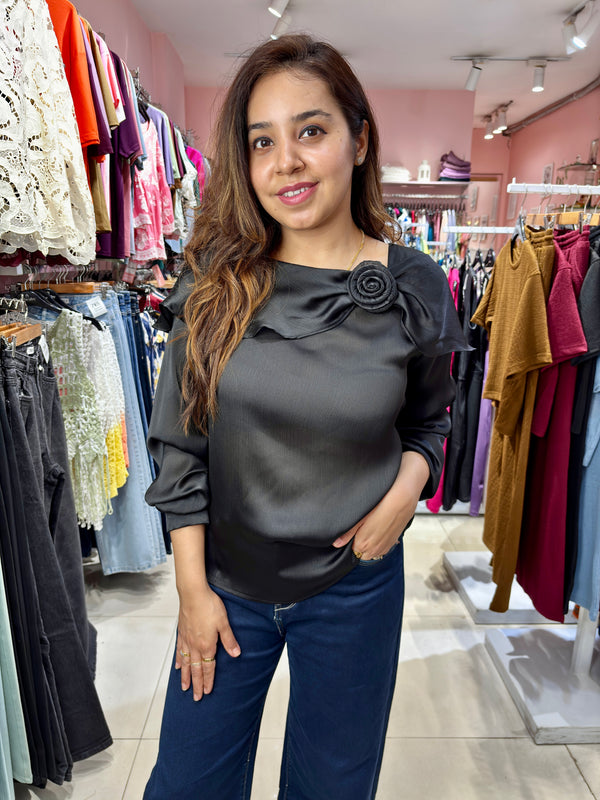 Elegant Silk Ruffled Top